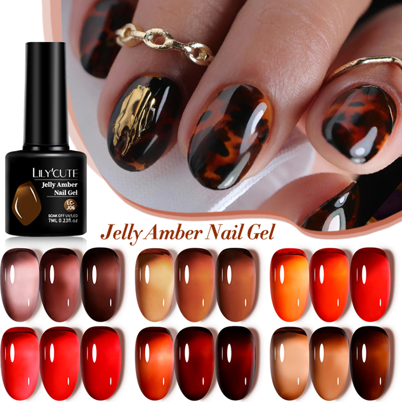 Nail Art Leopard - LILYCUTE 7ML Jelly Amber เจลเล็บเล็บ Dark