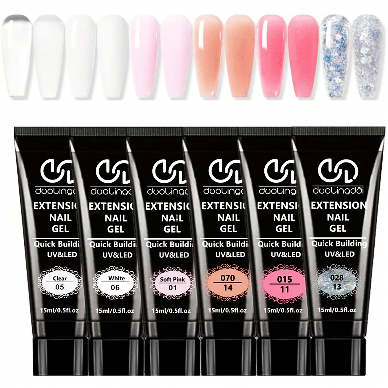 Polygel Nail Kit - ชุดทำเล็บเจลต่อเล็บ 6 สี โทนนู้ด ชมพู น้ำตาล
