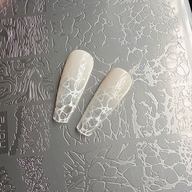 Nail Art Leopard - XMQ แผ่นปั๊มเล็บ BUBBLES TEMPLATES เครื่องมือ