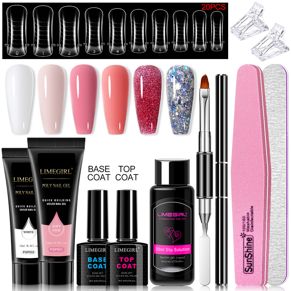 Polygel Nail Kit - ชุดเจลทาเล็บโพลีสําหรับเล็บต่อเล็บ ติดทนนาน ดูเป็นธรรมชาติ เสริมสร้างที่แข็งแกร่งสําหรับทําเล็บ Salon DIY