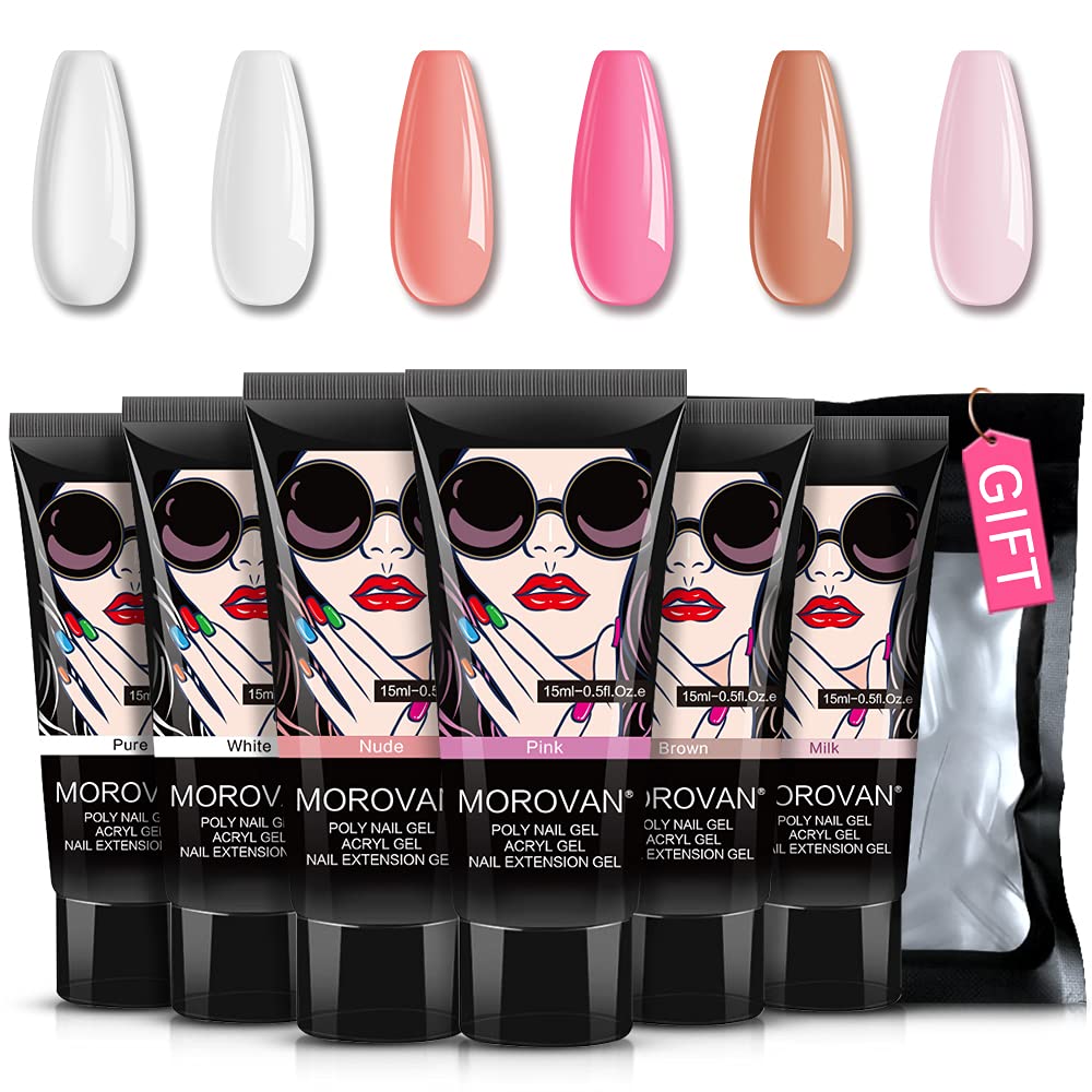 Polygel Nail Kit - Poly เล็บชุด-6สี0.5Oz Poly Gel เจลเล็บชุด Clear