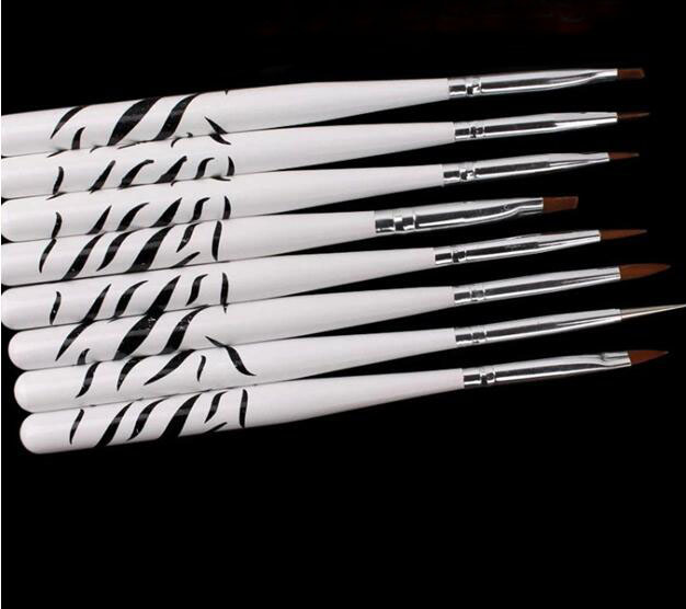 Nail Art Zebra Design - 8 ชิ้น/เซ็ตการออกแบบเล็บแปรง Dotting จิตรกรรมชุดปากกาอะคริลิควาด Liner เครื่องมือปากกาม้าลาย