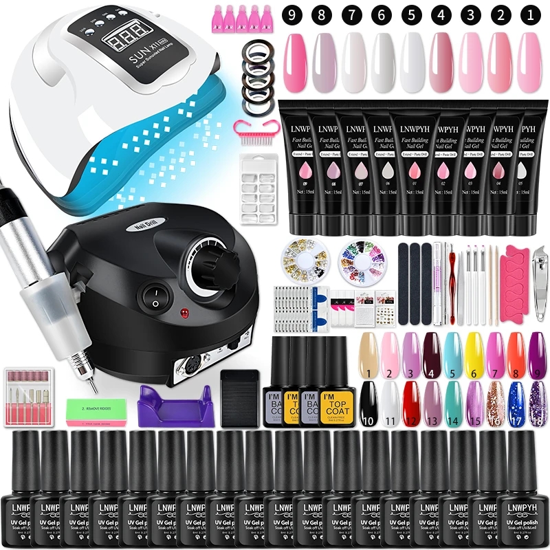 Polygel Nail Kit - ชุดทาเล็บเจล ชุดเจลทาเล็บโพลีพร้อมโคมไฟเล็บ ชุดเคลือบเงาเจลกึ่งถาวร ชุดเครื่องมือทําเล็บมืออาชีพ ชุดแต่งเล็บ