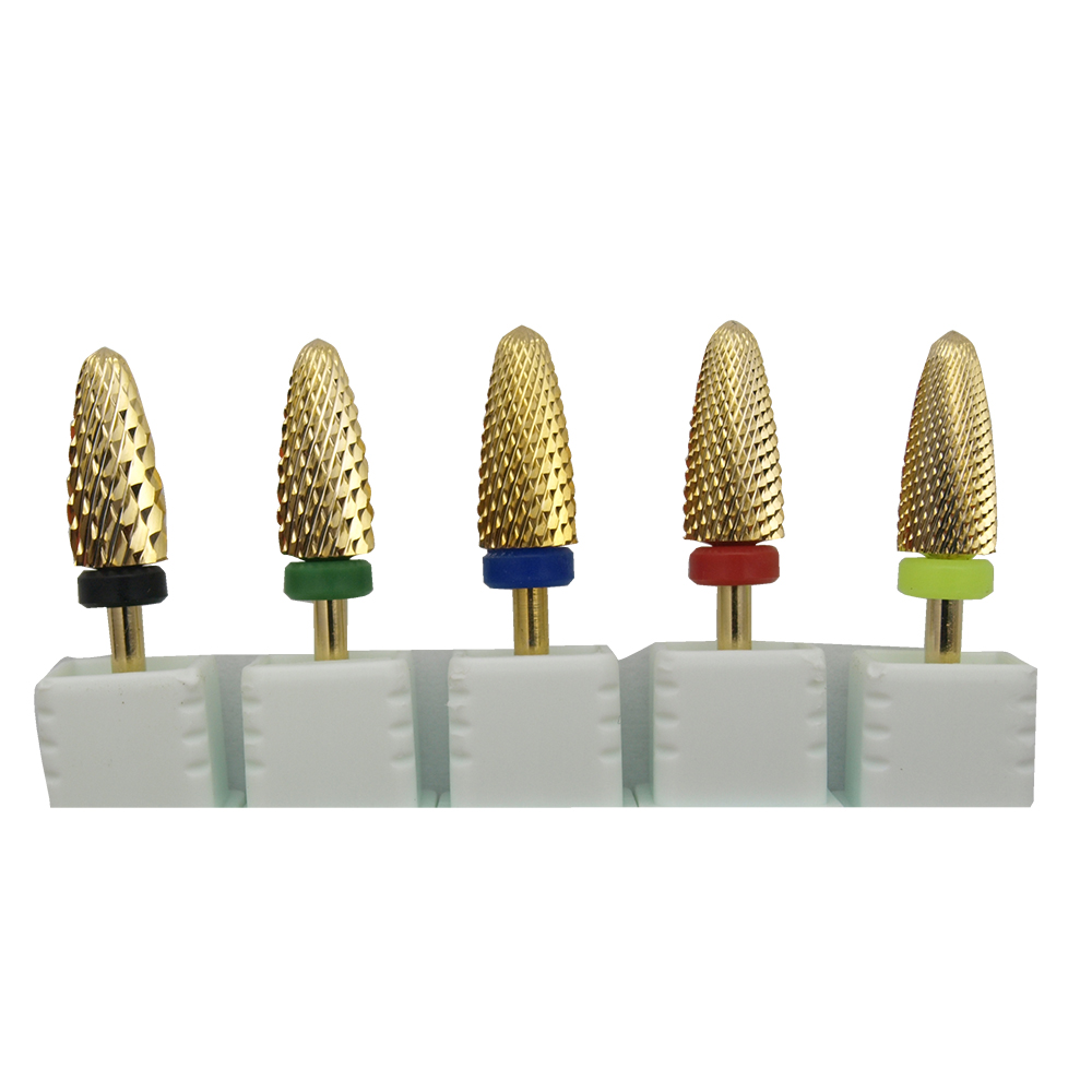 Nail Art Gold - Easy เล็บ1Pcs Gold เคลือบความปลอดภัยตัดคาร์ไบด์เล็บเจาะ Bit สำหรับเครื่องเล็บไฟฟ้าอุปกรณ์เสริมเครื่องมือ