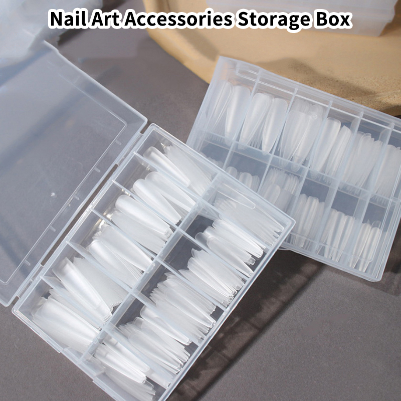 Rhinestone Nail Gem - กล่องเก็บฟอยล์เล็บแบบใส 12 ช่อง 1 ชิ้น กล่องพลาสติกสำหรับเก็บเครื่องประดับ