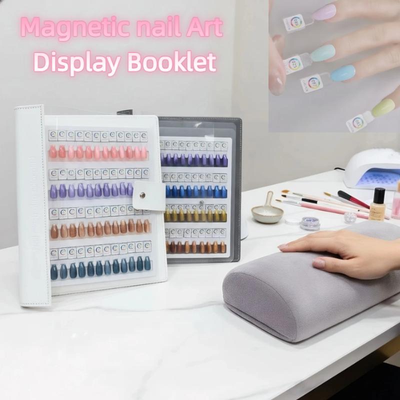 Nail Art Overlay - สมุดสีแม่เหล็กสำหรับทำเล็บ 48/96/144/192 สี พร้อมแผ่นแสดงสีอะคริลิคขนาดใหญ่สำหรับเก็บและทดสอบสี ▪