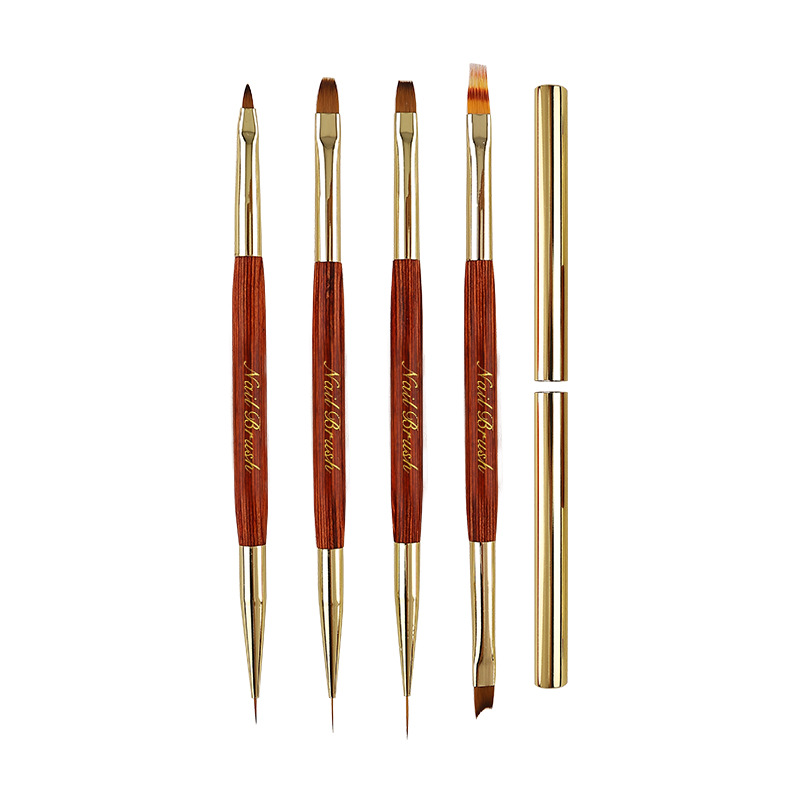Nail Art Gold - สีทองสองหัวแปรงแปรงเล็บวาดเส้นแปรงทาสีปากกาเจลทาเล็บคริสตัลอุปกรณ์ทำเล็บเล็บ