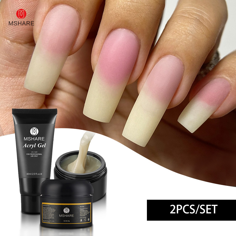 Polygel Nail Kit - MSHARE 2 ชิ้น/เซ็ต 30g/60g อะคริลิคธรรมชาติสีชมพู CLEAR