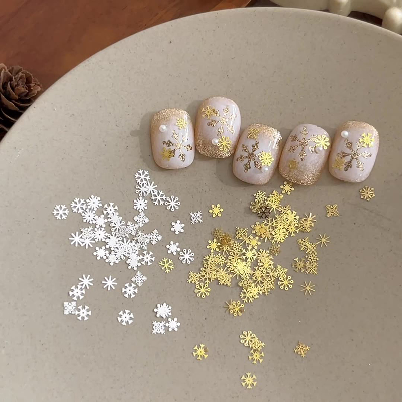 100 ชิ้น ตัวเรือนรูปเกล็ดหิมะส - Nail Art Gold บทวิจารณ์และราคา