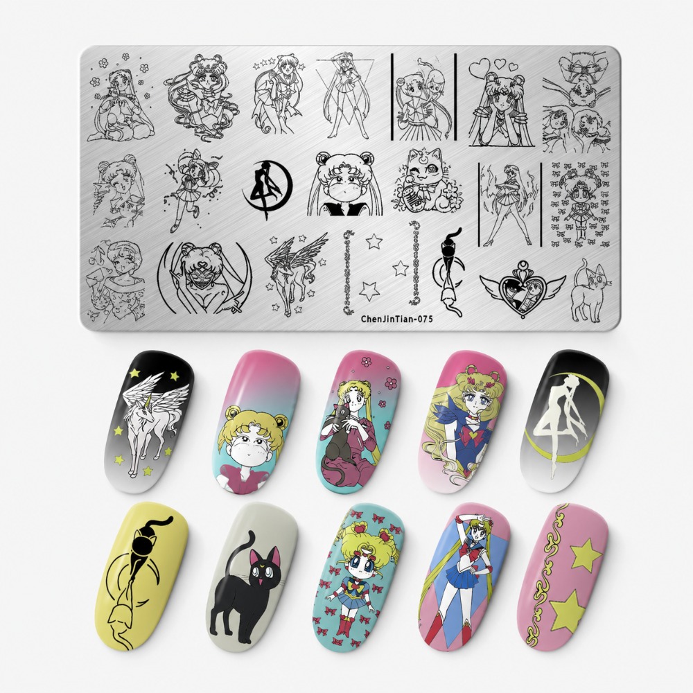 แผ่นปั๊มลายเล็บอนิเมะเซเลอร์มู - Nail Art Inspo บทวิจารณ์และราคา