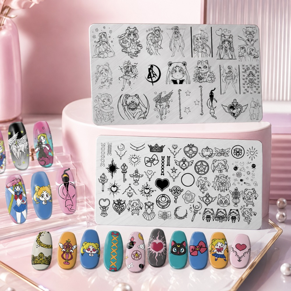 แผ่นปั๊มลายเล็บอนิเมะเซเลอร์มู - Nail Art Inspo บทวิจารณ์และราคา