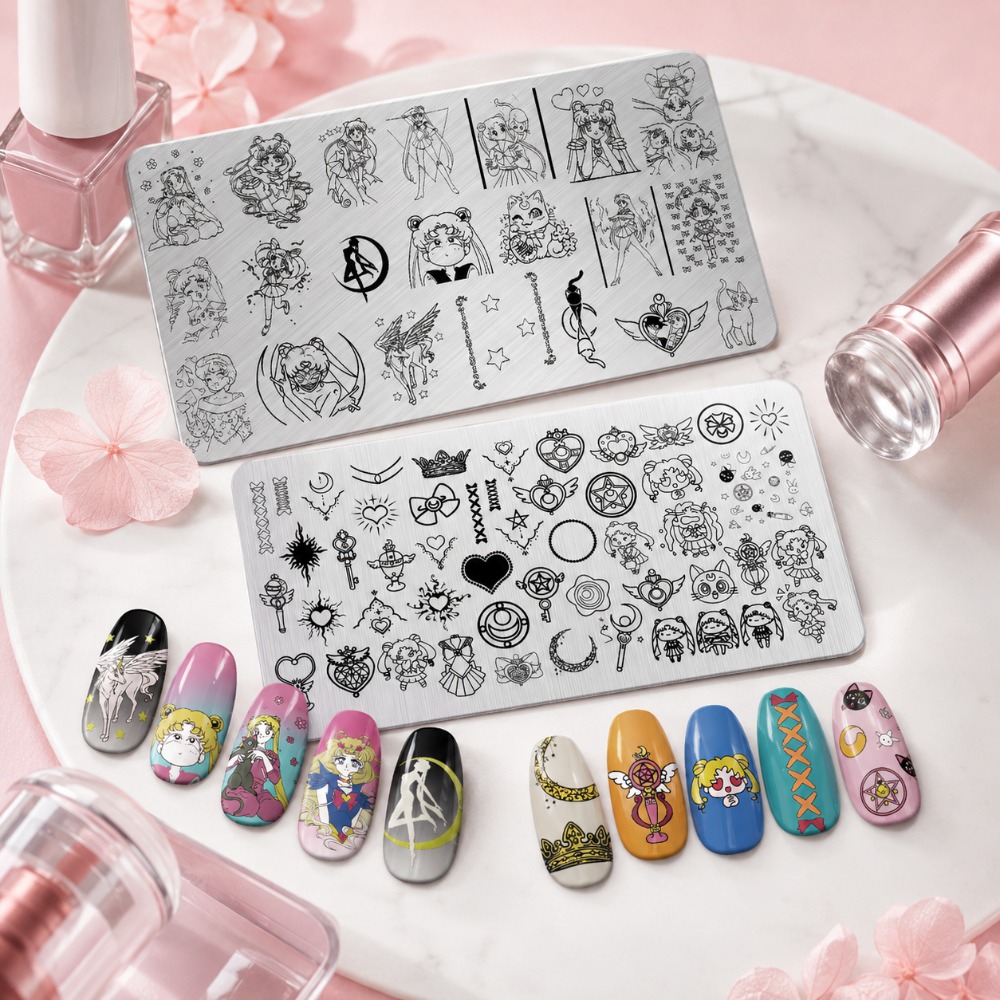 แผ่นปั๊มลายเล็บอนิเมะเซเลอร์มู - Nail Art Inspo บทวิจารณ์และราคา