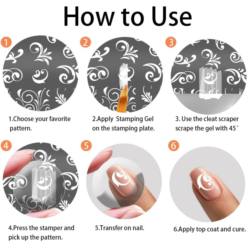 3pcs Swirl รูปแบบเล็บแม่แบบเล็ - Nail Art Inspo บทวิจารณ์และราคา