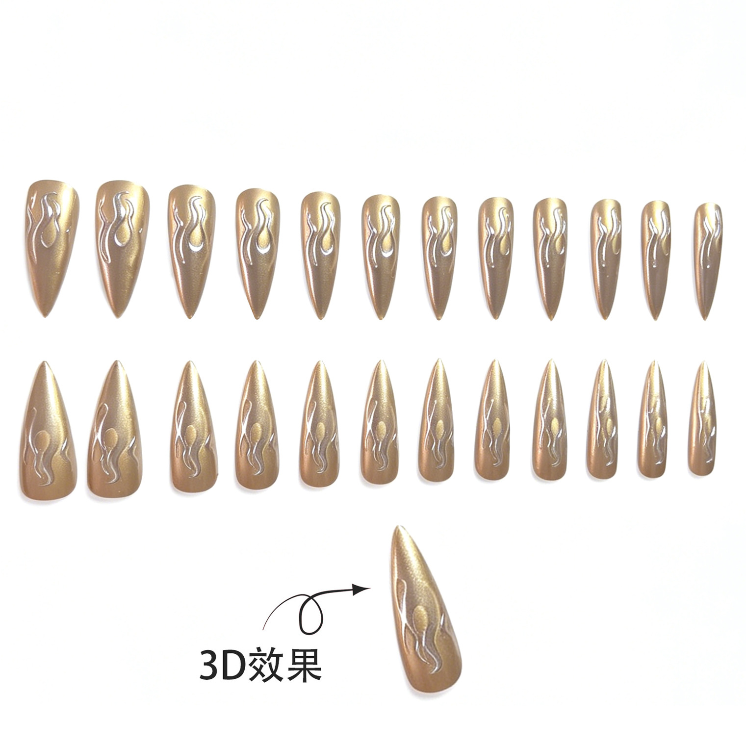 เล็บปลอมแบบกดติด 24 ชิ้น ลายเป - Nail Art Gold บทวิจารณ์และราคา