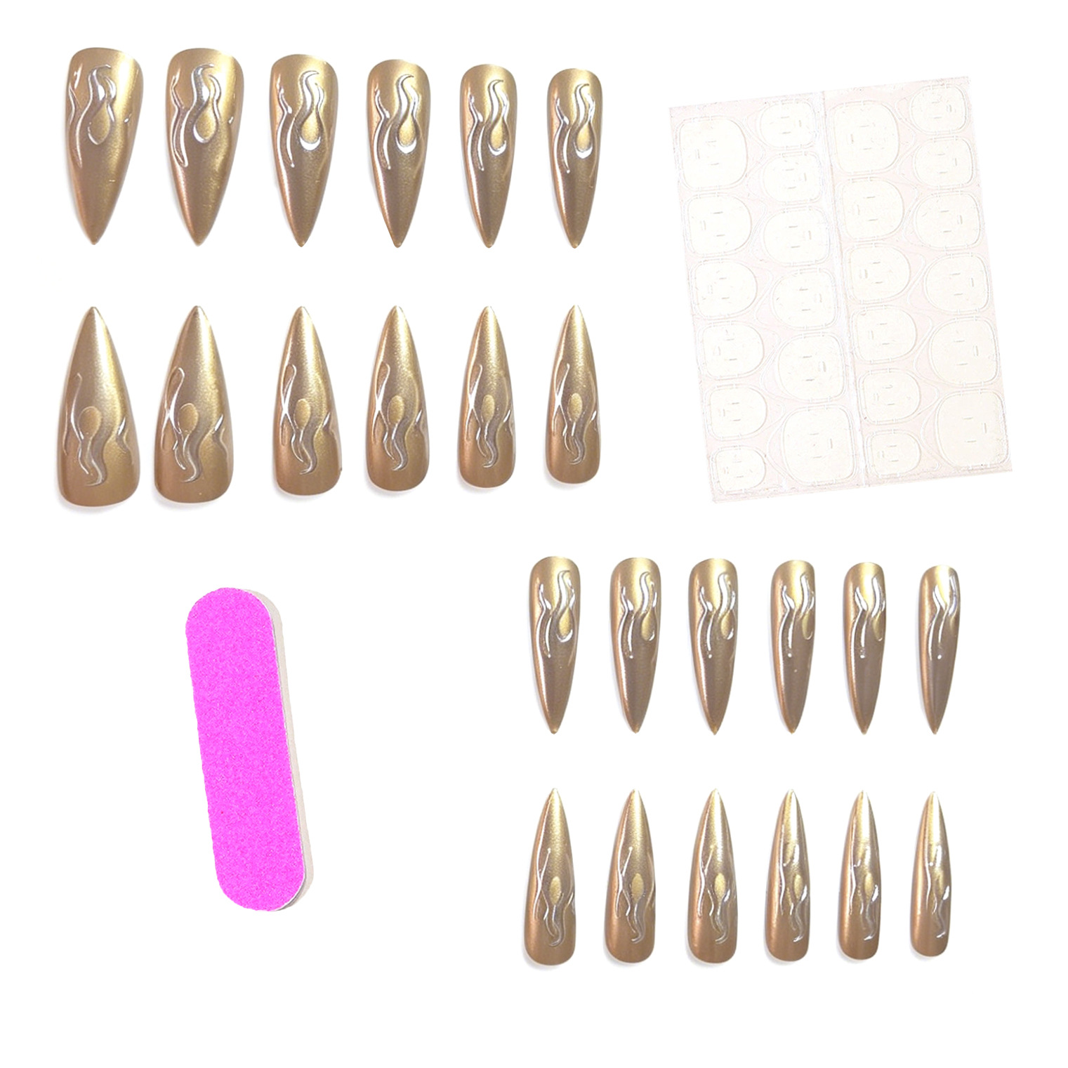 เล็บปลอมแบบกดติด 24 ชิ้น ลายเป - Nail Art Gold บทวิจารณ์และราคา