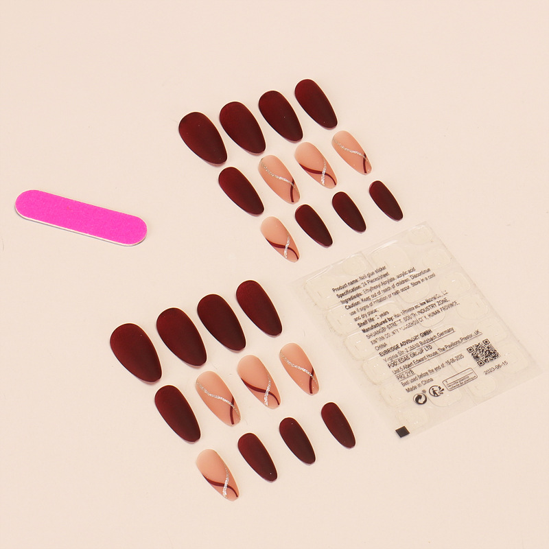 24pcs ความยาวกลาง Almond Gold  - Nail Art Pink บทวิจารณ์และราคา