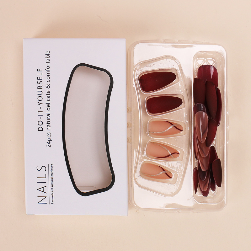 24pcs ความยาวกลาง Almond Gold  - Nail Art Pink บทวิจารณ์และราคา
