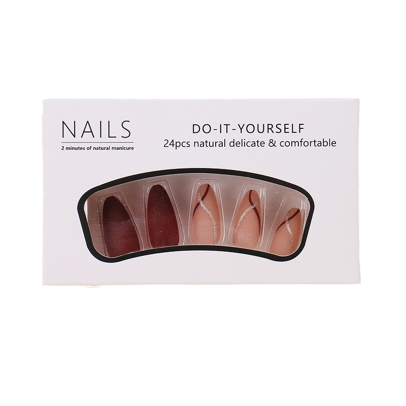 24pcs ความยาวกลาง Almond Gold  - Nail Art Pink บทวิจารณ์และราคา