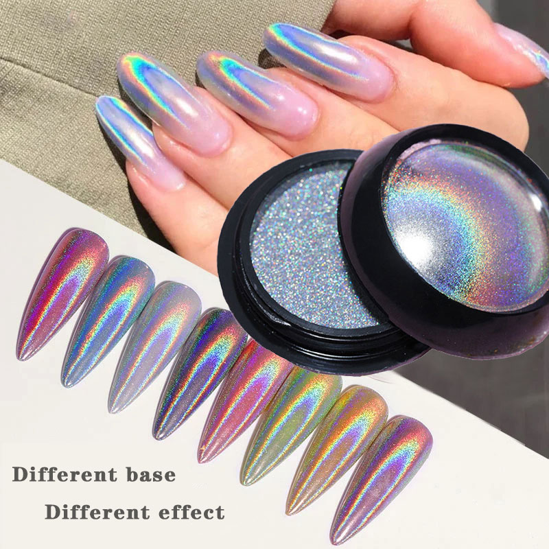 6 สี Chrome เลเซอร์เล็บผง Holo - Dip Powder Nail บทวิจารณ์และราคา