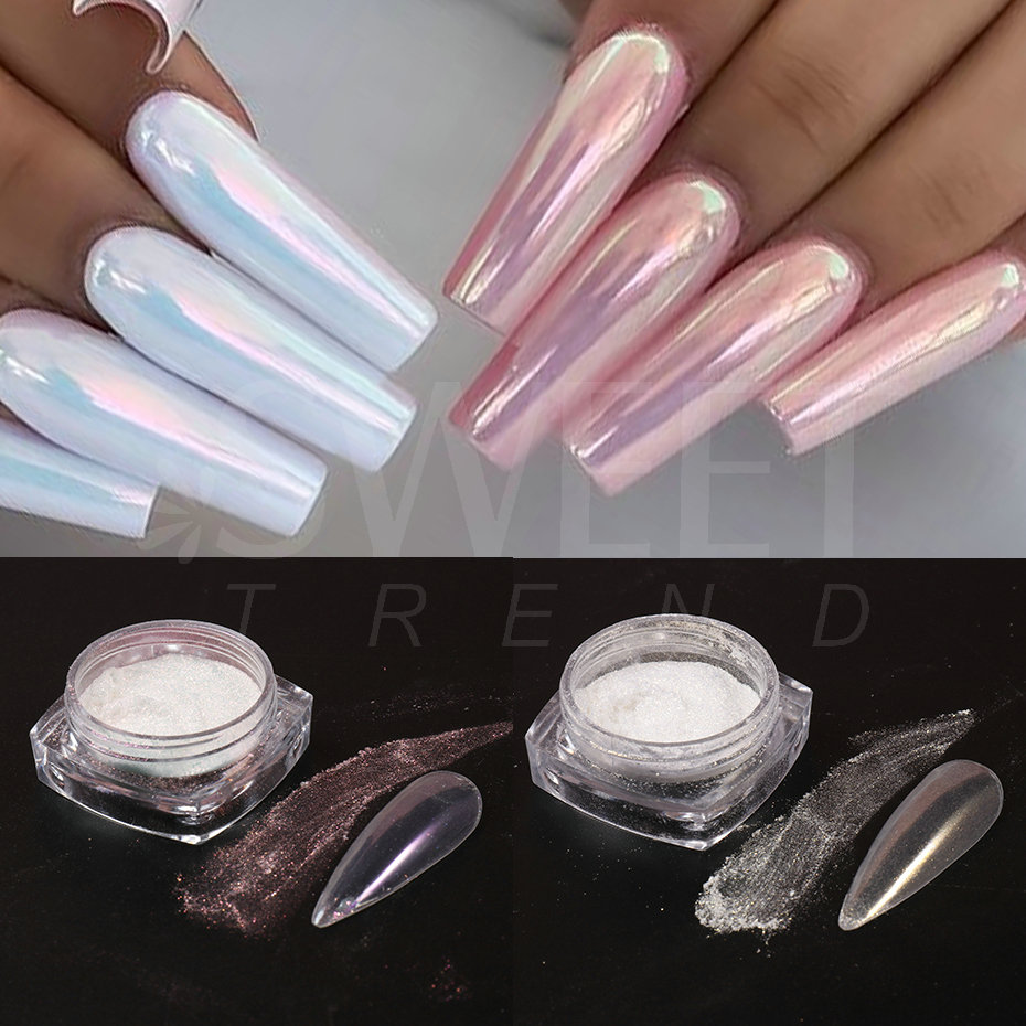 สีขาวมุกกระจกแสงจันทร์เล็บผง C - Dip Powder Nail บทวิจารณ์และราคา