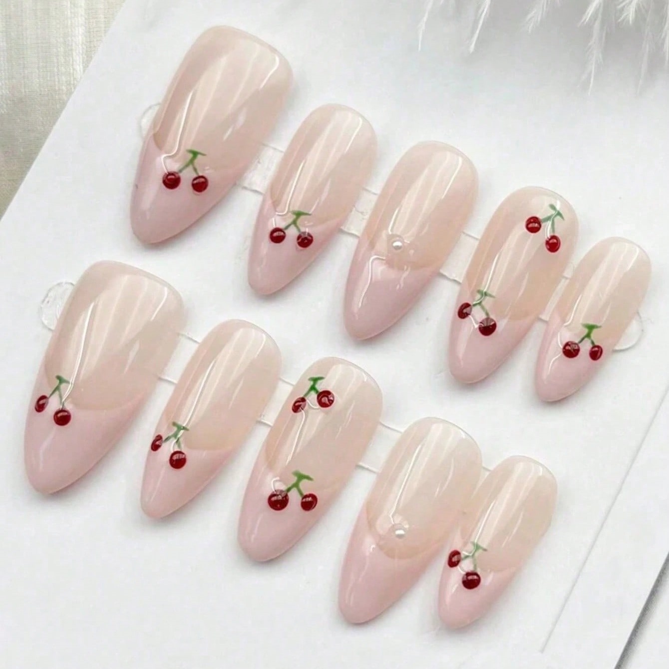 เล็บปลอมเพ้นท์ลายเชอร์รี่สีชมพ - Nail Art Pink บทวิจารณ์และราคา