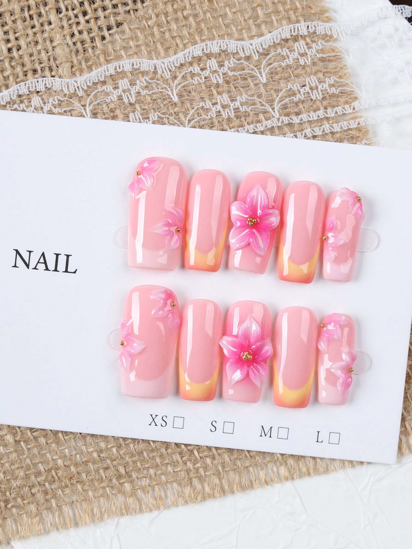 เล็บปลอมแบบกดติดทรงสี่เหลี่ยมผ - Nail Art Gold บทวิจารณ์และราคา