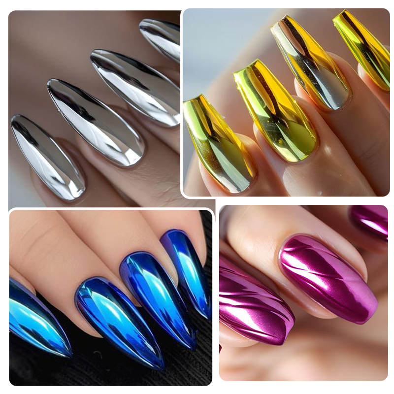 METALLIC GOLD Silver Mirror Po - Dip Powder Nail บทวิจารณ์และราคา