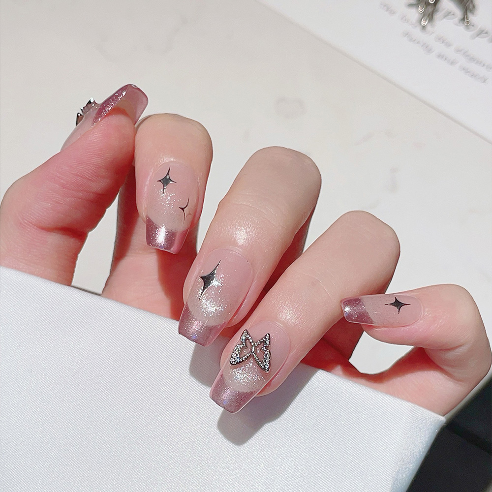 ชุดเล็บปลอมแบบกดติด 10 ชิ้น รู - Nail Art Pink บทวิจารณ์และราคา