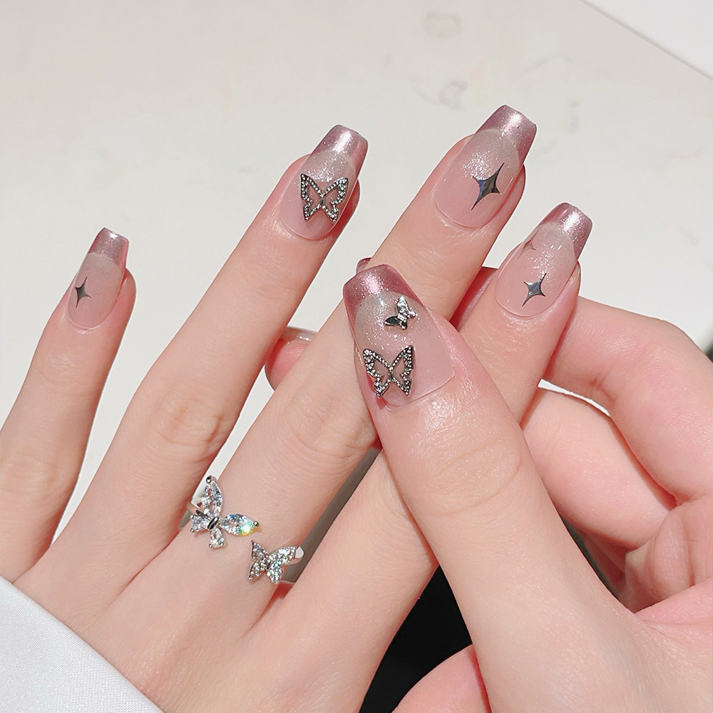 ชุดเล็บปลอมแบบกดติด 10 ชิ้น รู - Nail Art Pink บทวิจารณ์และราคา