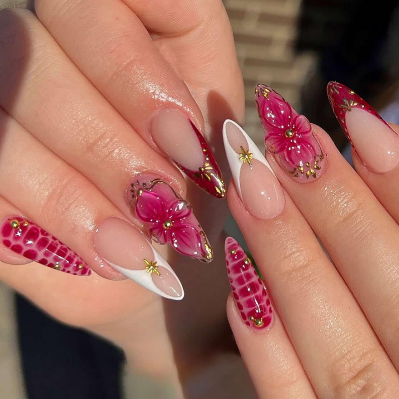 ชุดเล็บปลอมแบบกดติด 24 ชิ้น ลา - Nail Art Pink บทวิจารณ์และราคา