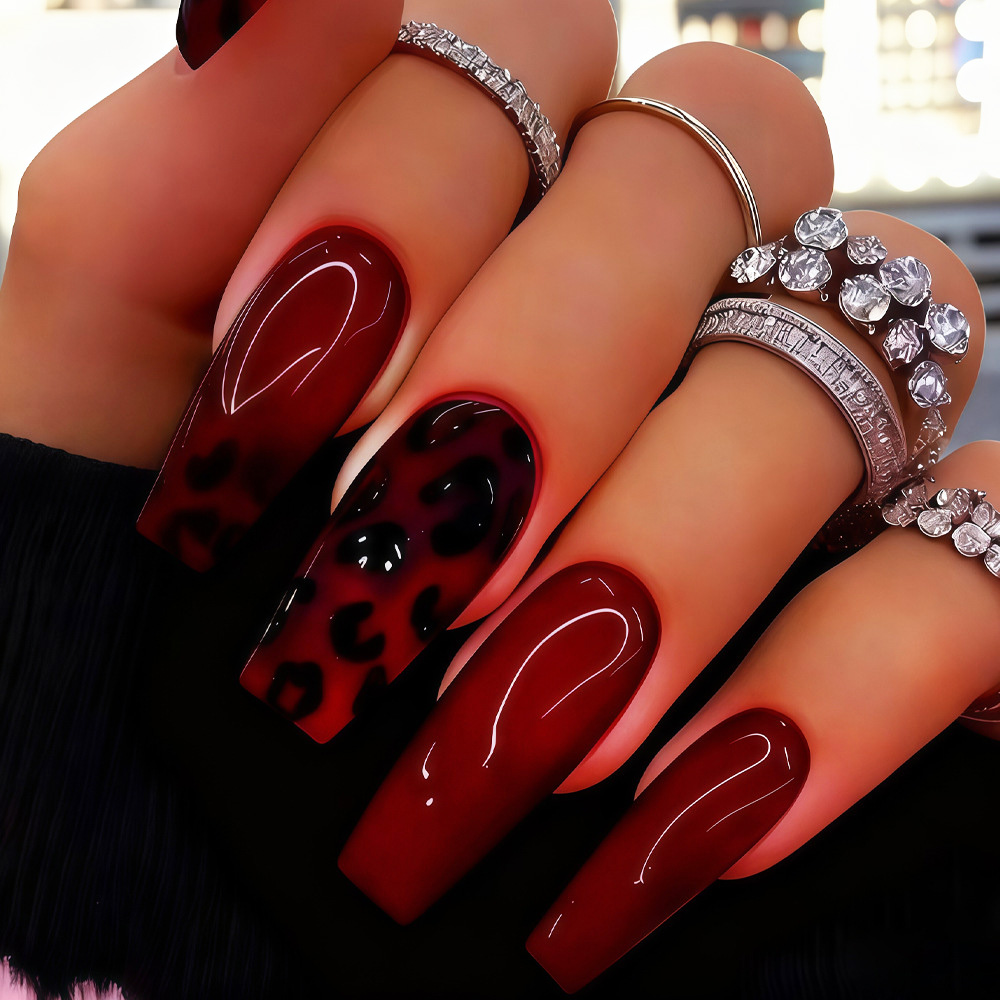 เล็บปลอมขนาดกลางสำหรับผู้หญิงแ - Nail Art Leopard บทวิจารณ์และราคา