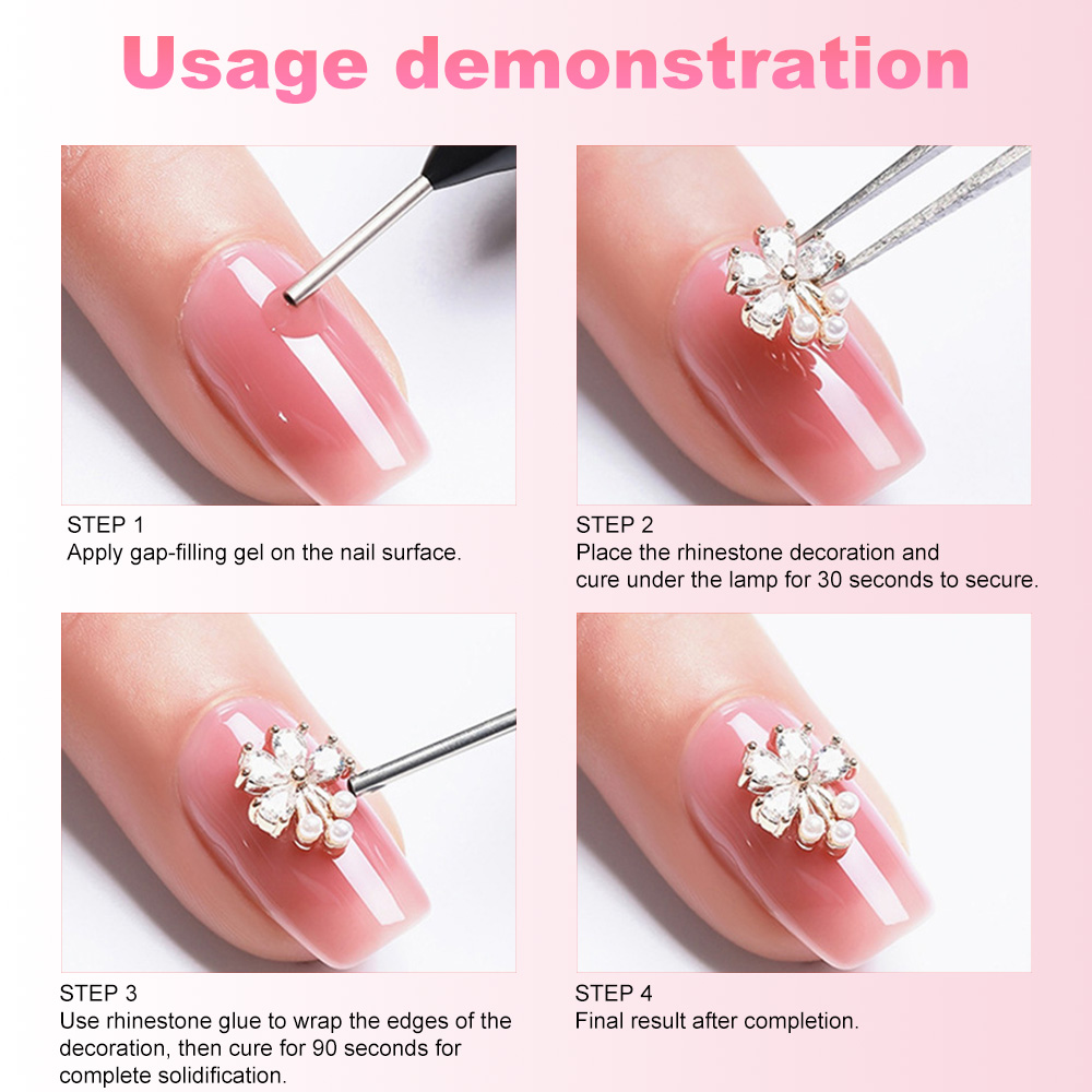 กาวติดเล็บแบบเจล 3 มิติ สำหรับ - Rhinestone Nail Gem บทวิจารณ์และราคา
