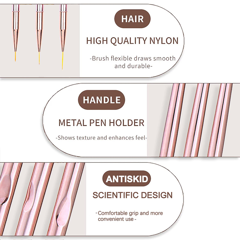 ชุดแปรงเพ้นท์เล็บ 3 ชิ้น/ชุด แ - Nail Art Gold บทวิจารณ์และราคา