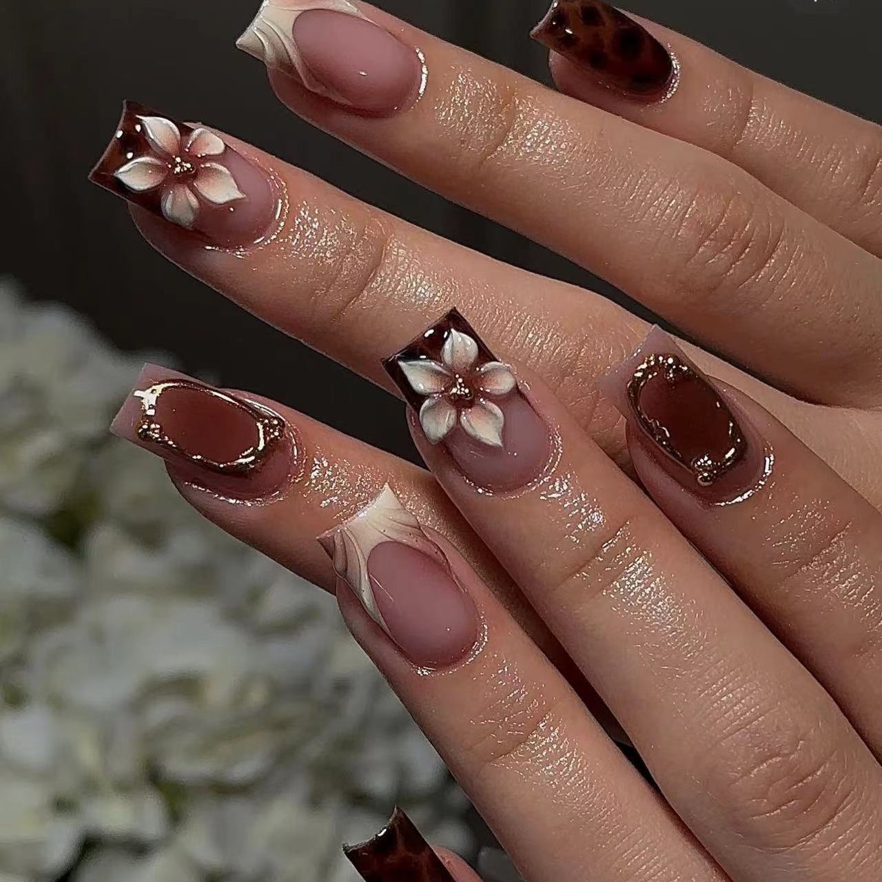 เล็บปลอมทรงเหลี่ยมสั้นสำหรับผู - Nail Art Leopard บทวิจารณ์และราคา