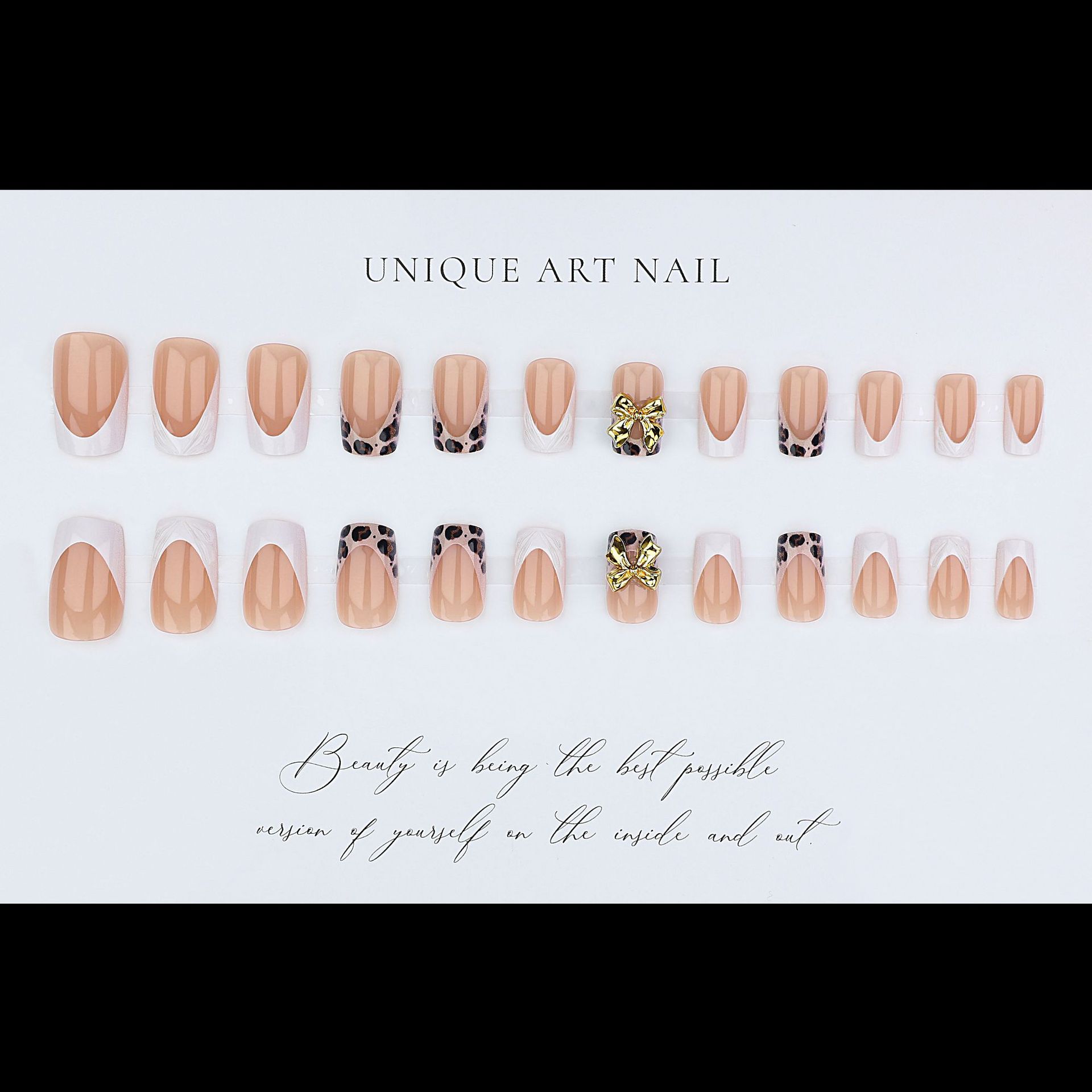 เล็บปลอมทรงเหลี่ยมสั้นสำหรับผู - Nail Art Leopard บทวิจารณ์และราคา