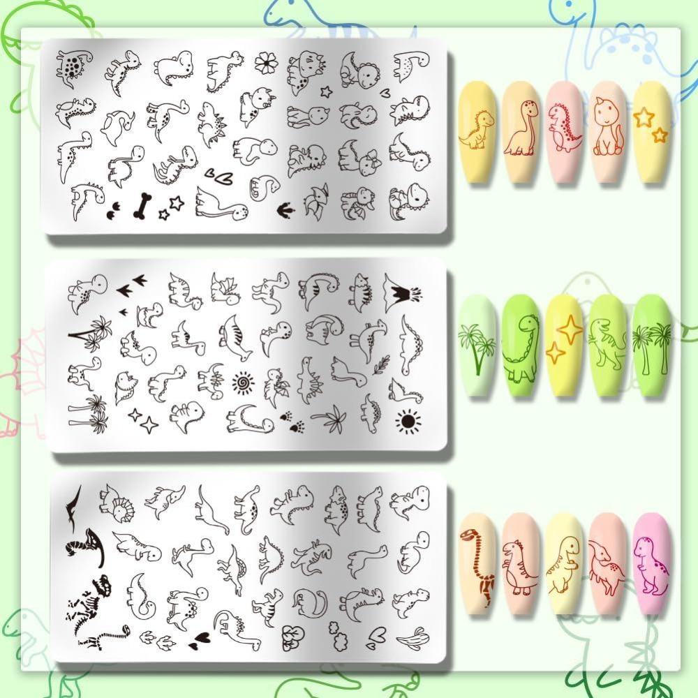 แผ่นปั๊มลายเล็บไดโนเสาร์ 3 ชิ้ - Nail Art Inspo บทวิจารณ์และราคา