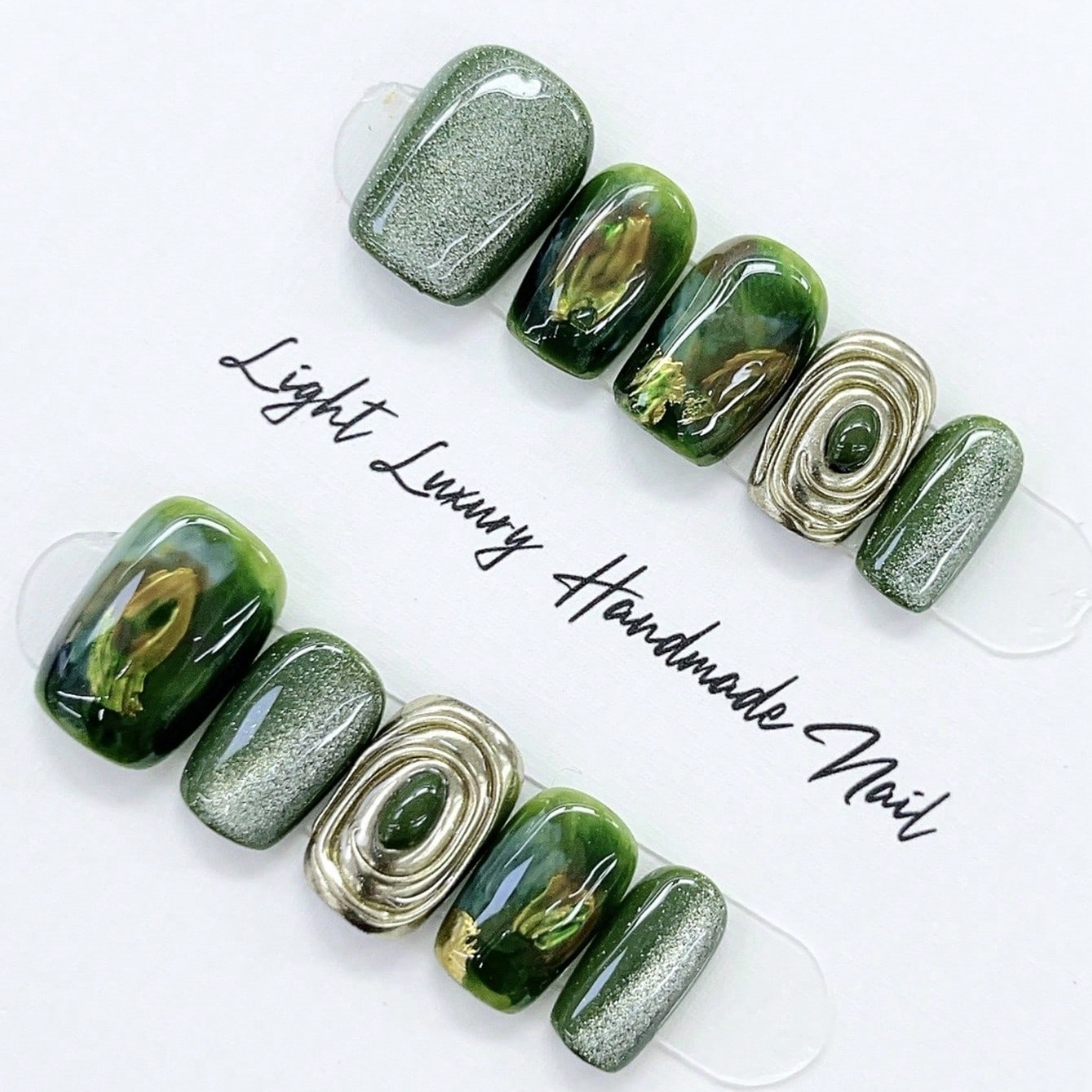10 ชิ้น ชุดเล็บปลอมทรงสี่เหลี่ - Nail Art Inspo บทวิจารณ์และราคา