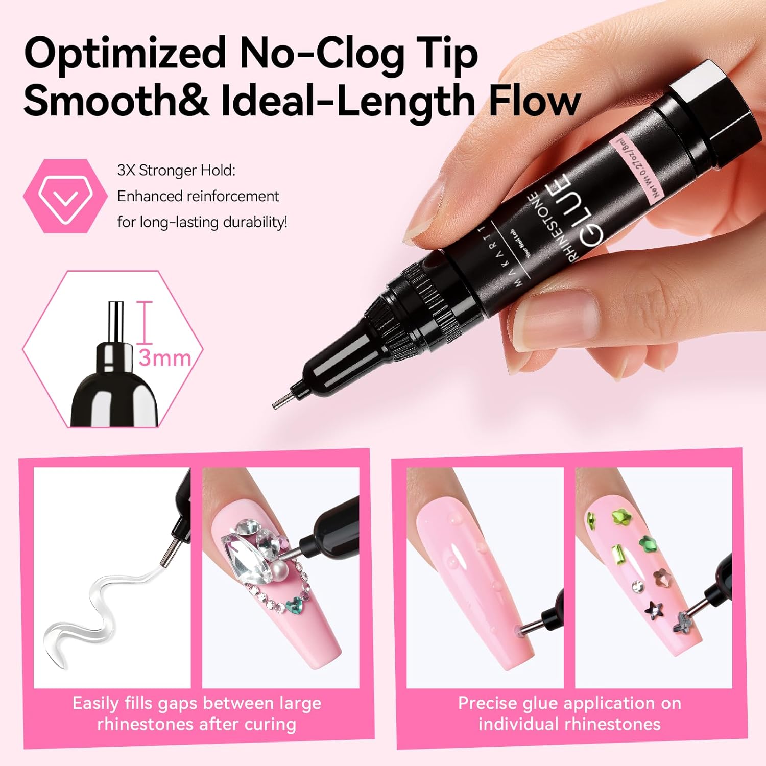 กาวติดเล็บ Makartt 4 ชิ้น ขนาด - Rhinestone Nail Gem บทวิจารณ์และราคา